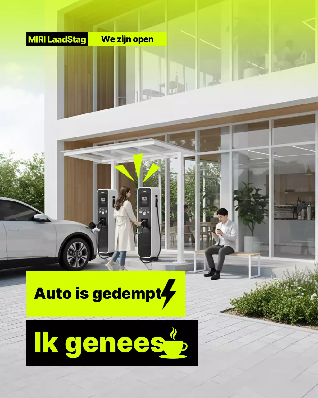 Neon Modern laadstation voor elektrische voertuigen geopend