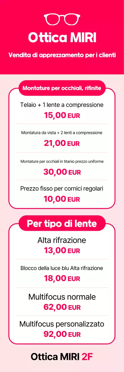 Saldi occhiali rosa shocking