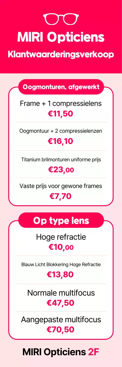 Felroze, nette brillen in de aanbieding