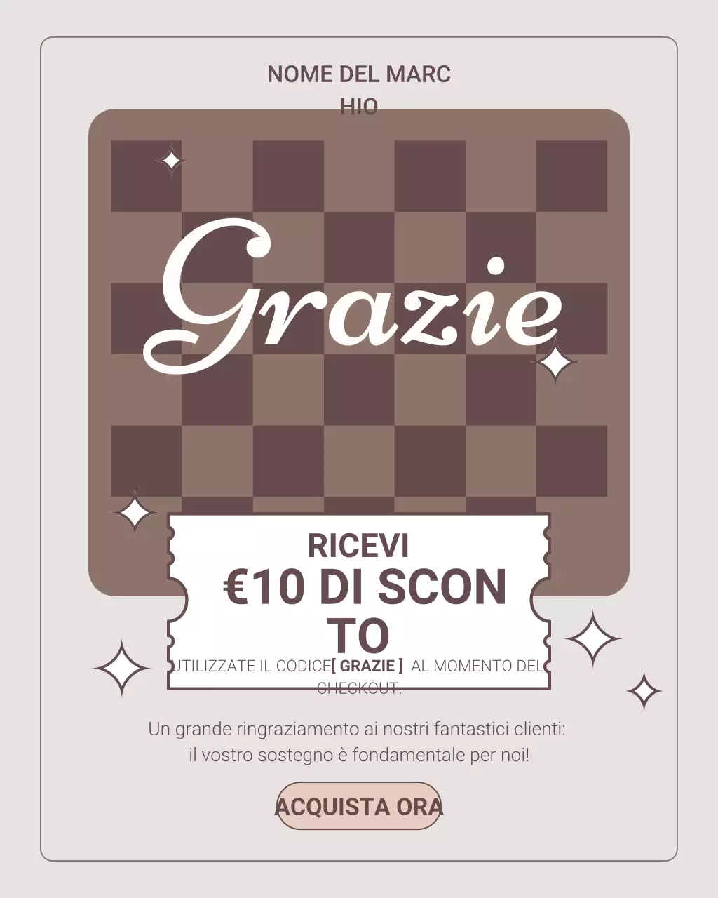 Post di Instagram di ringraziamento per la promozione Beige Classic