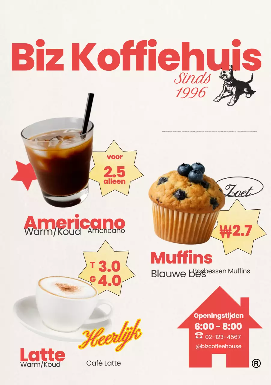 Red Vintage Cafe Menu-aanbieding