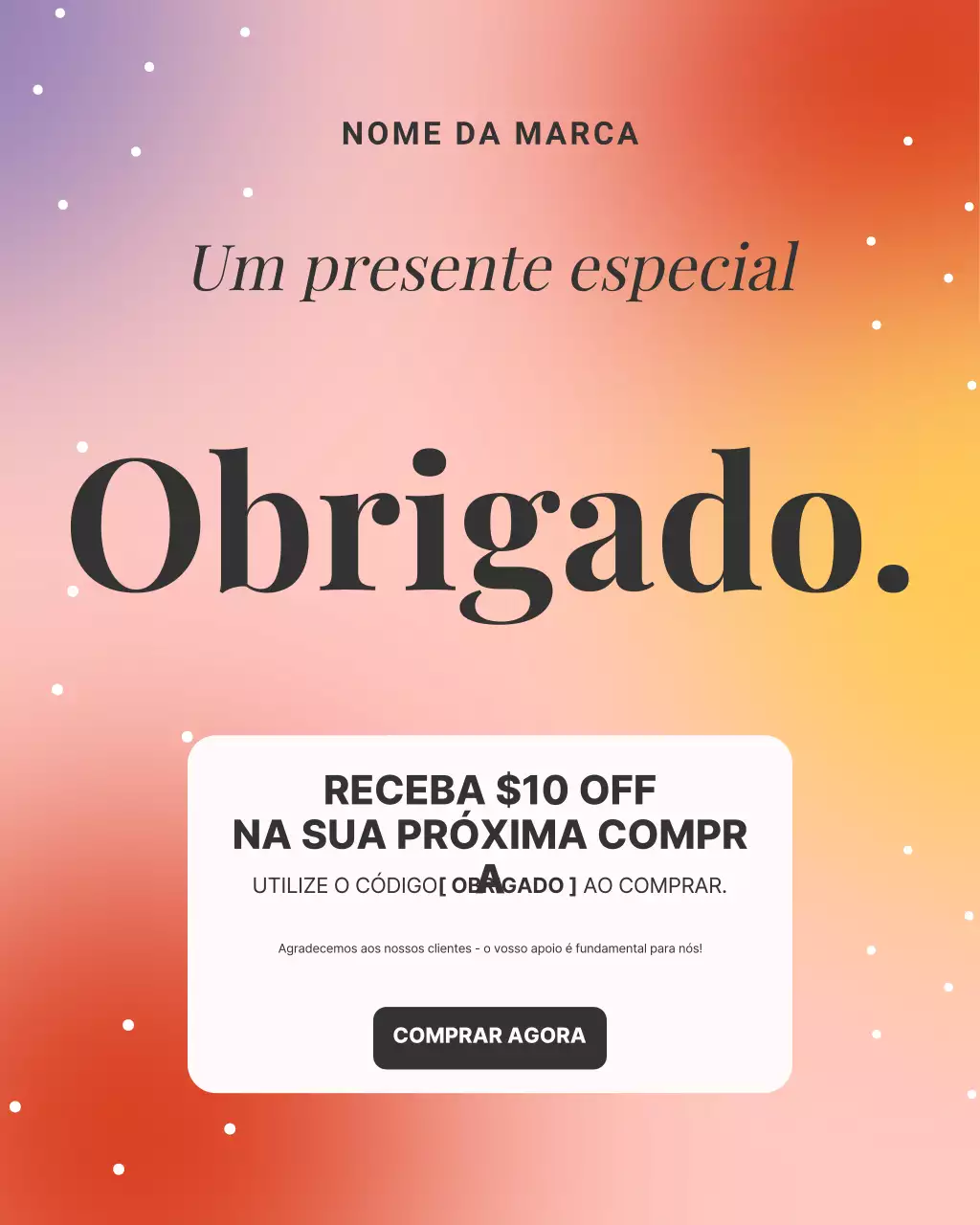 Postagem promocional de agradecimento da Orange Modern no Instagram