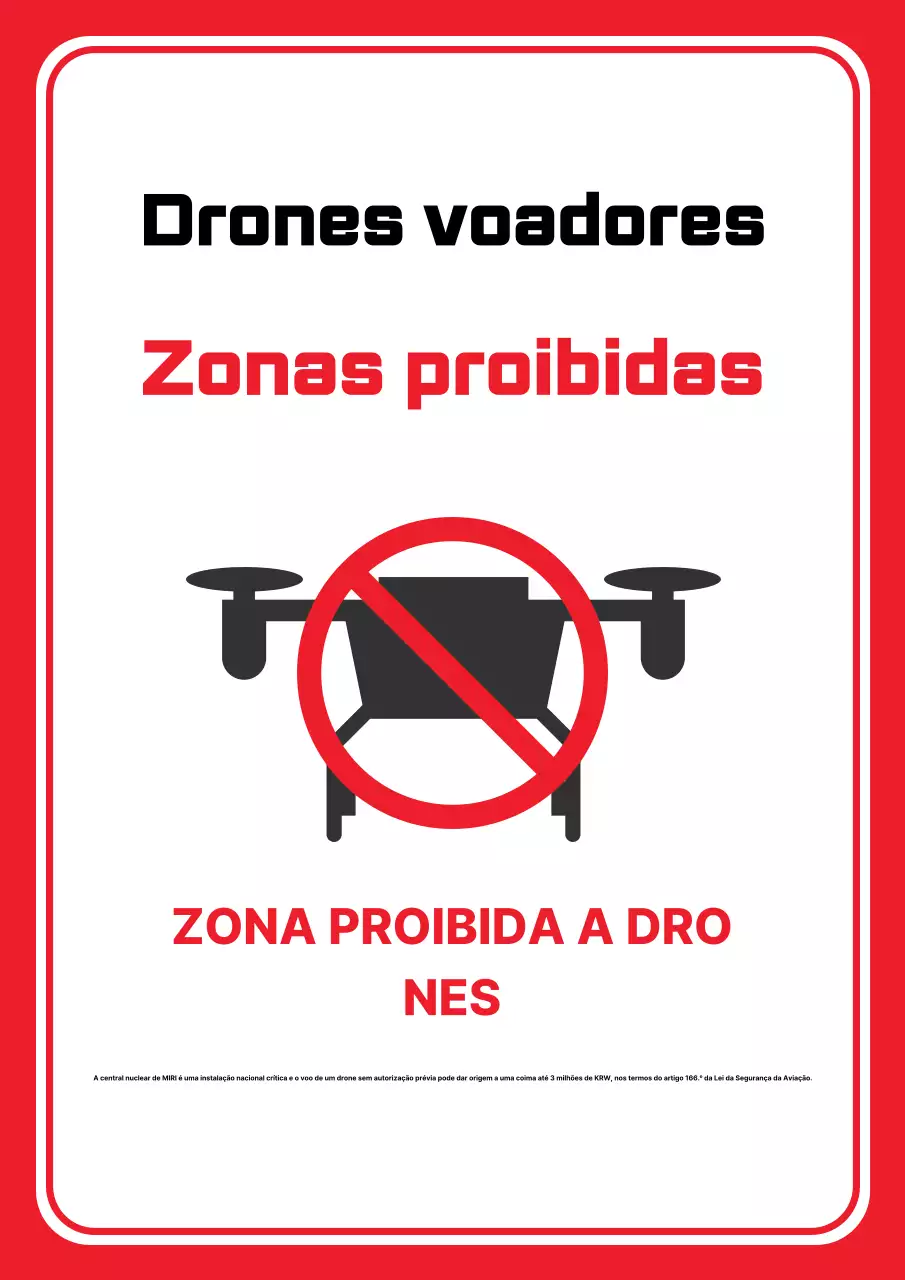 Aviso Vermelho de Proibição de Voo de Drones Simples