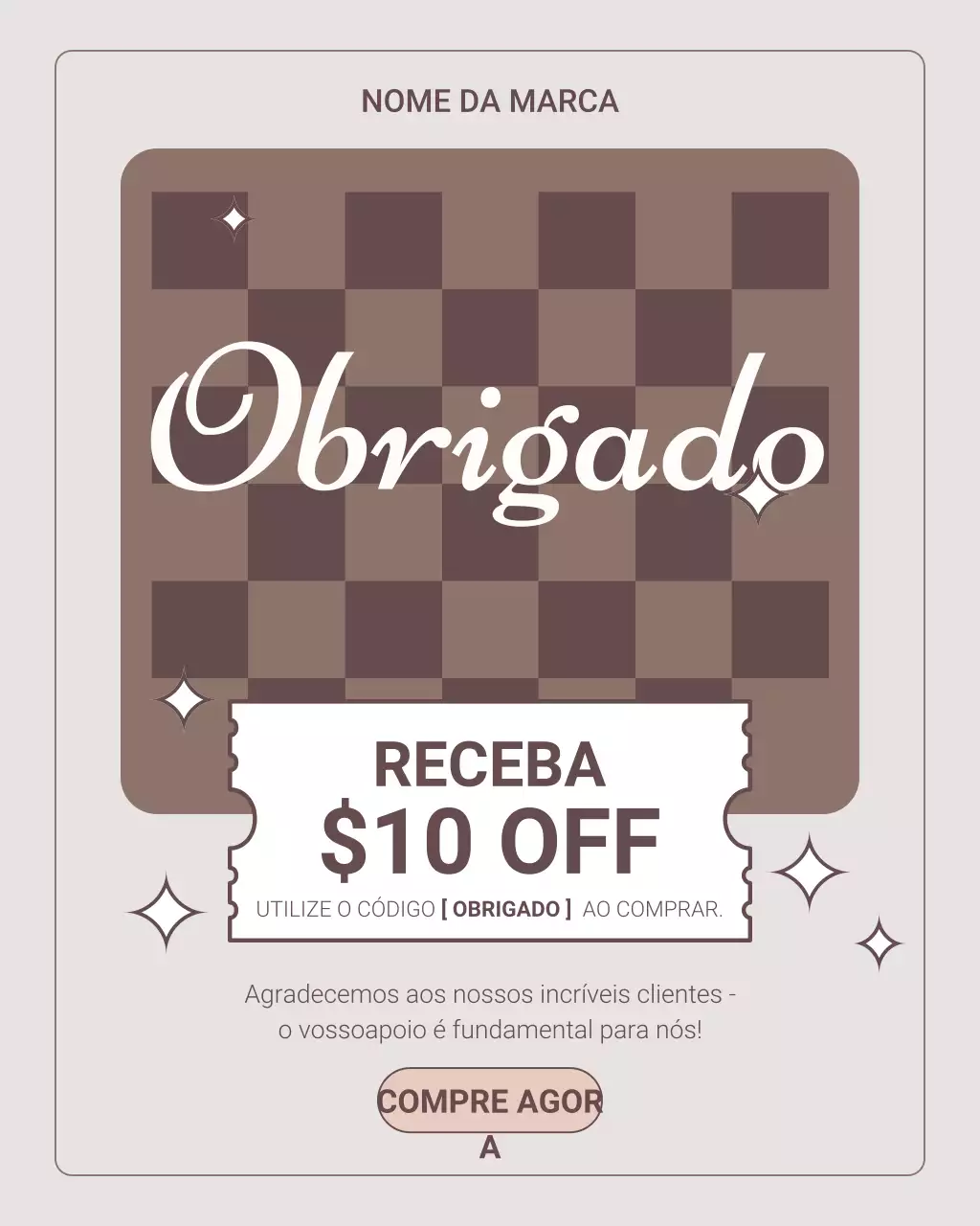 Postagem promocional clássica bege de agradecimento no Instagram