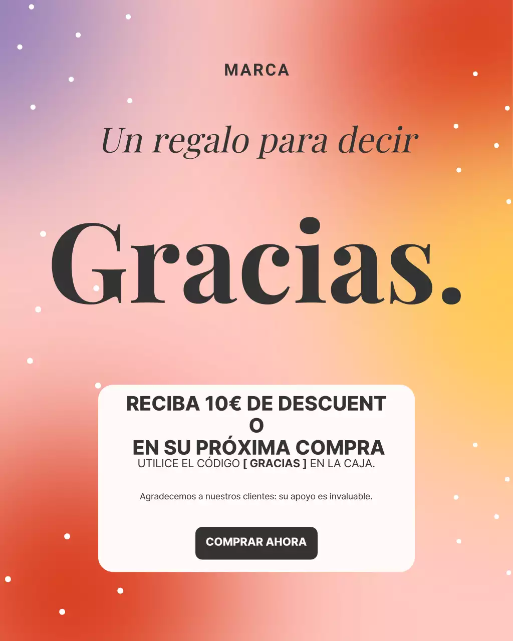 Publicación de Instagram de la promoción de agradecimiento moderna de Orange
