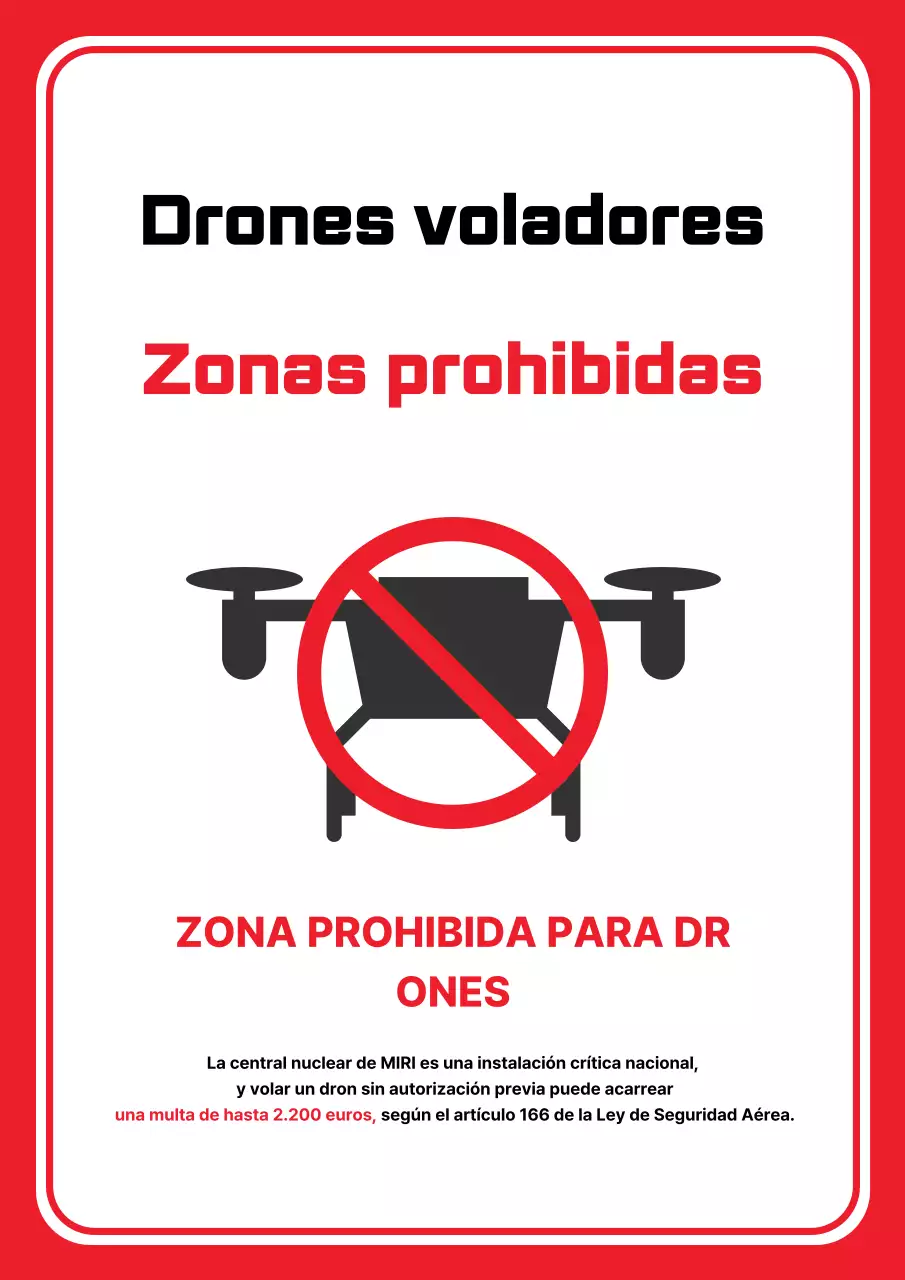 Aviso simple de prohibición de vuelo de drones en rojo
