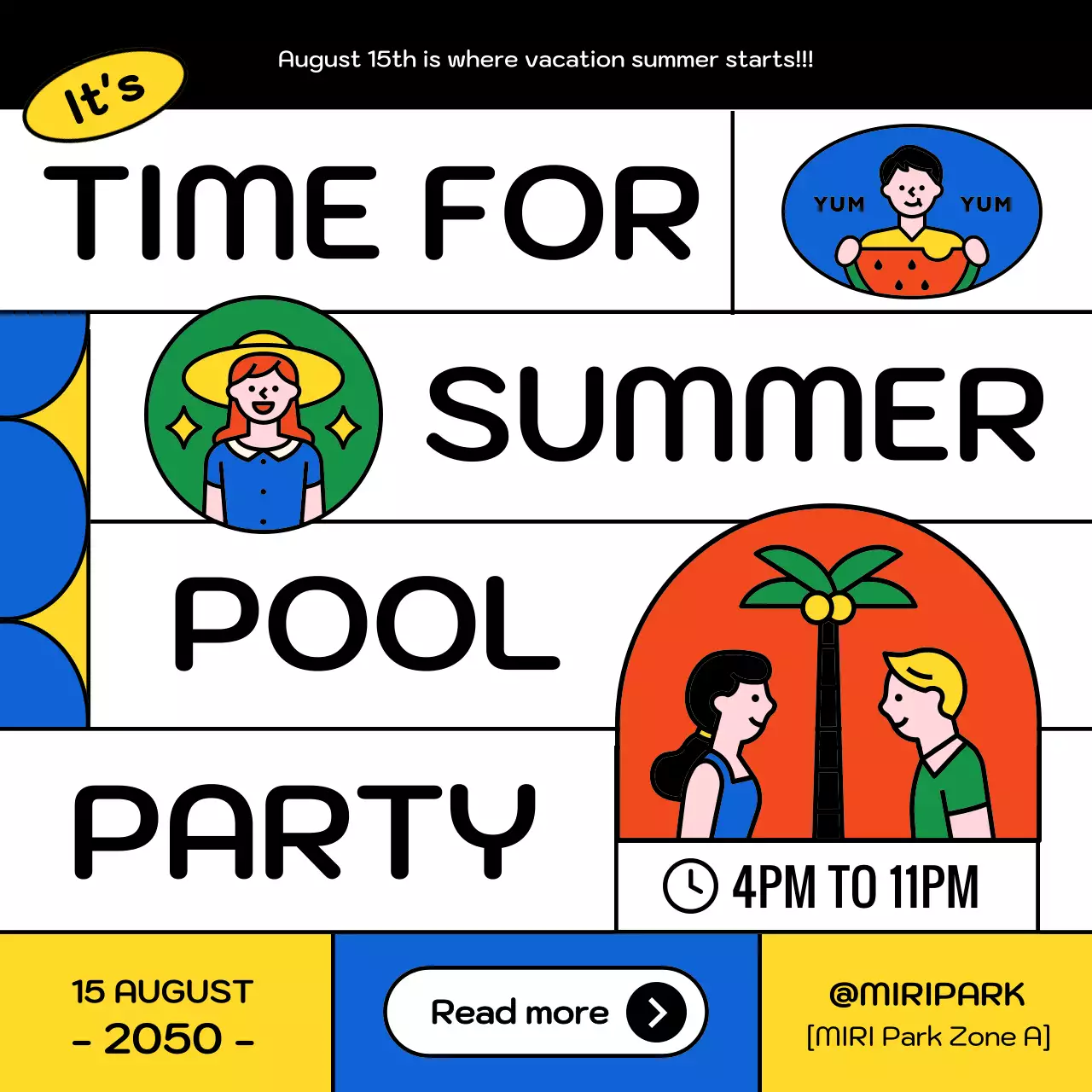 Yellow Retro Summer Event Social Media Post