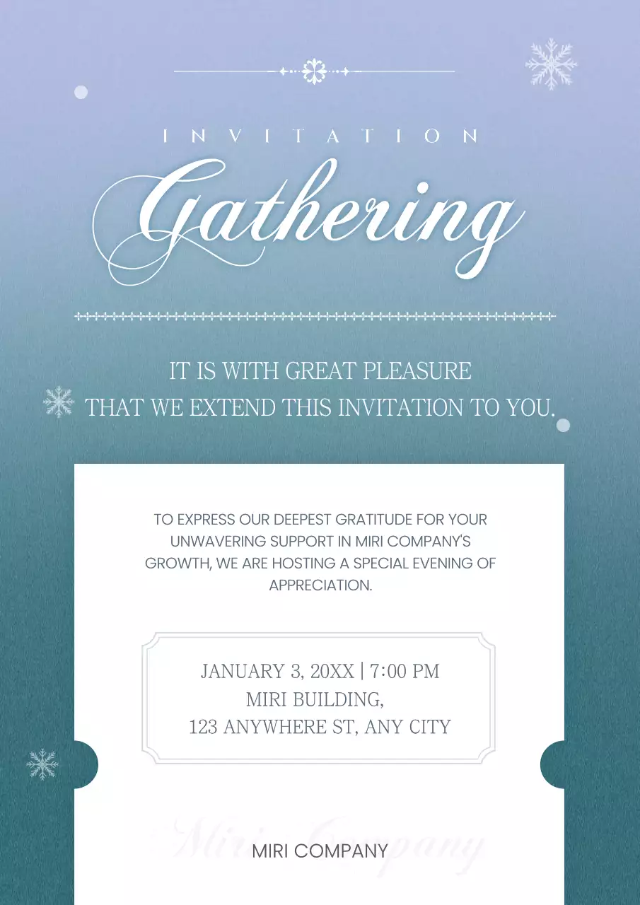 블루 엘레강트 회사 초대장 포스터