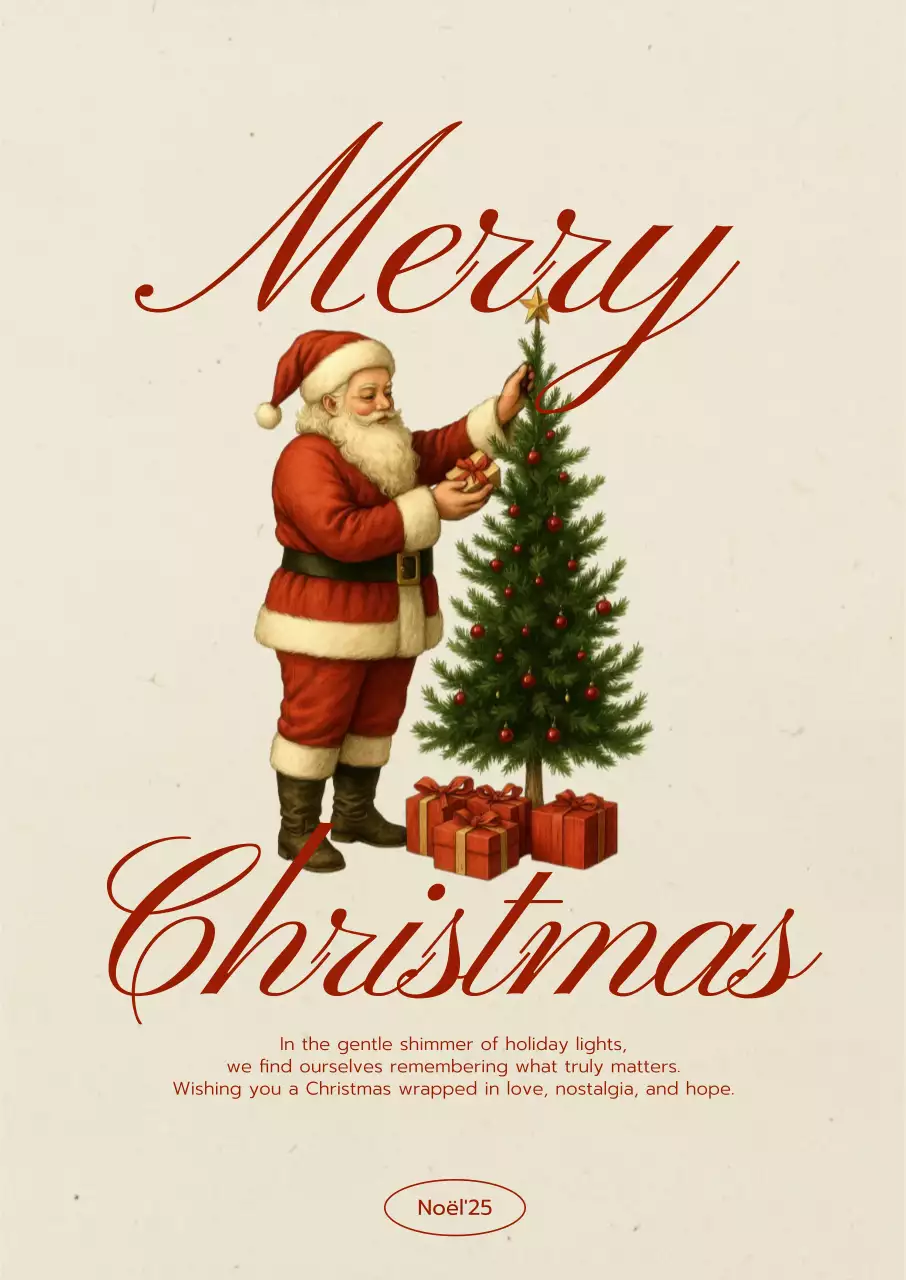 베이지 빈티지 크리스마스 엽서