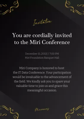 Black Elegant Conference Invitation Poster