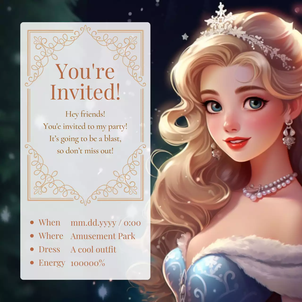 골드 빈티지 파티 초대장 인스타그램 포스트