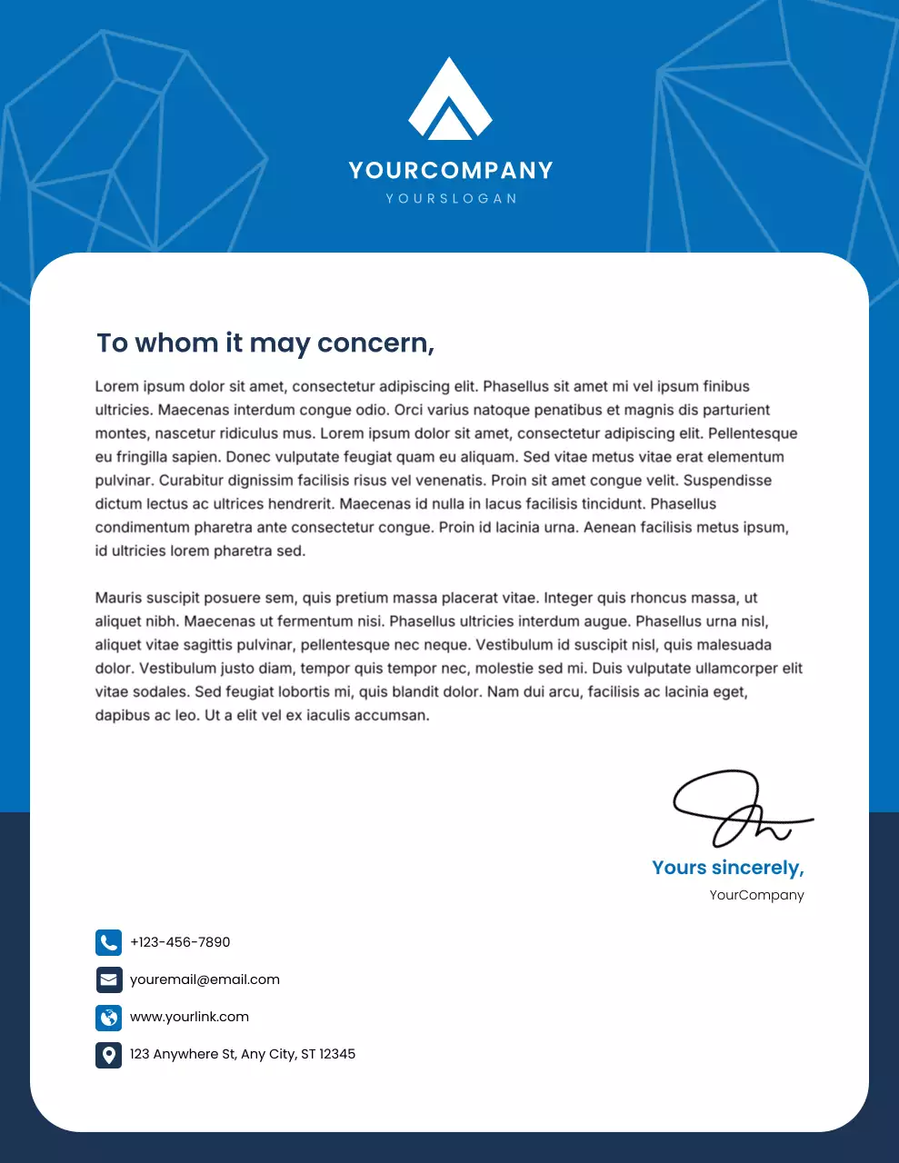 Blue Professional Business Letterhead