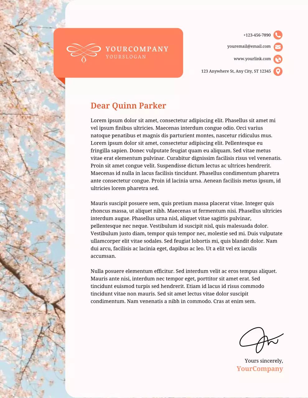 Floral Elegant Letterhead Document