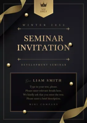 Black Elegant Seminar Invitation