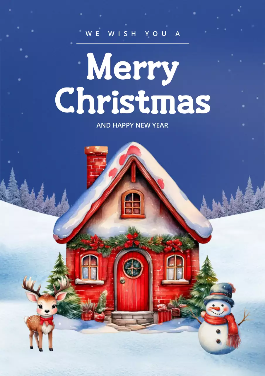 Blue Winter Merry Christmas Greetings