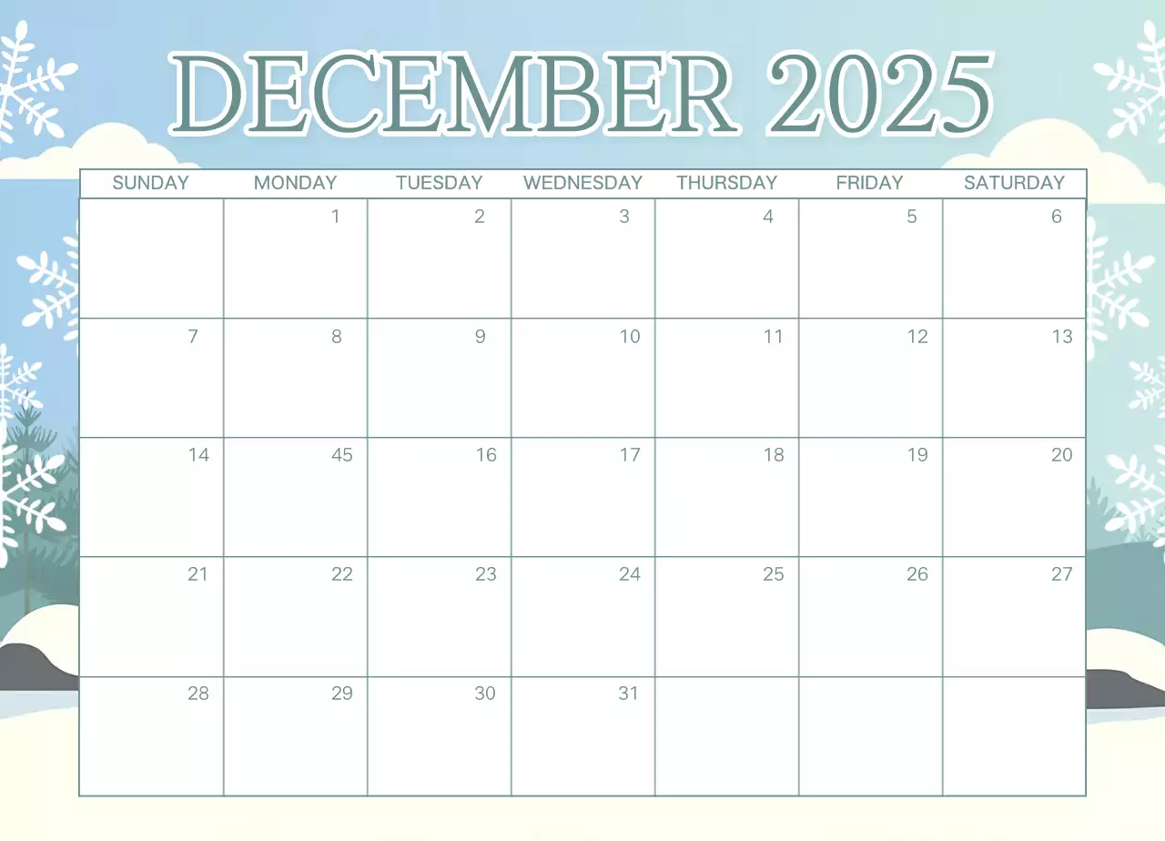 파란색 미니멀 캘린더 플래너 포스터