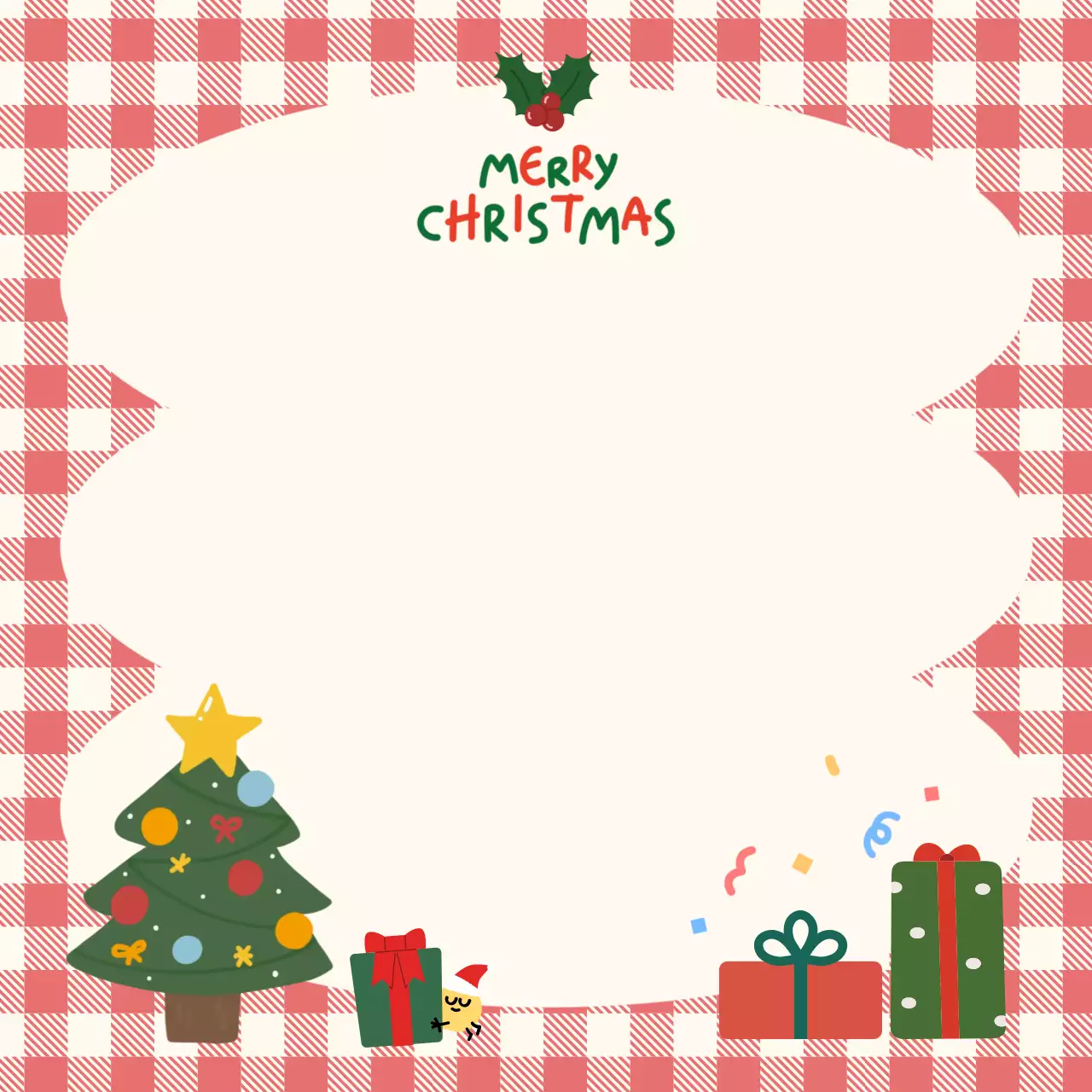 빨강 체크 아기자기한 성탄절 메모패드