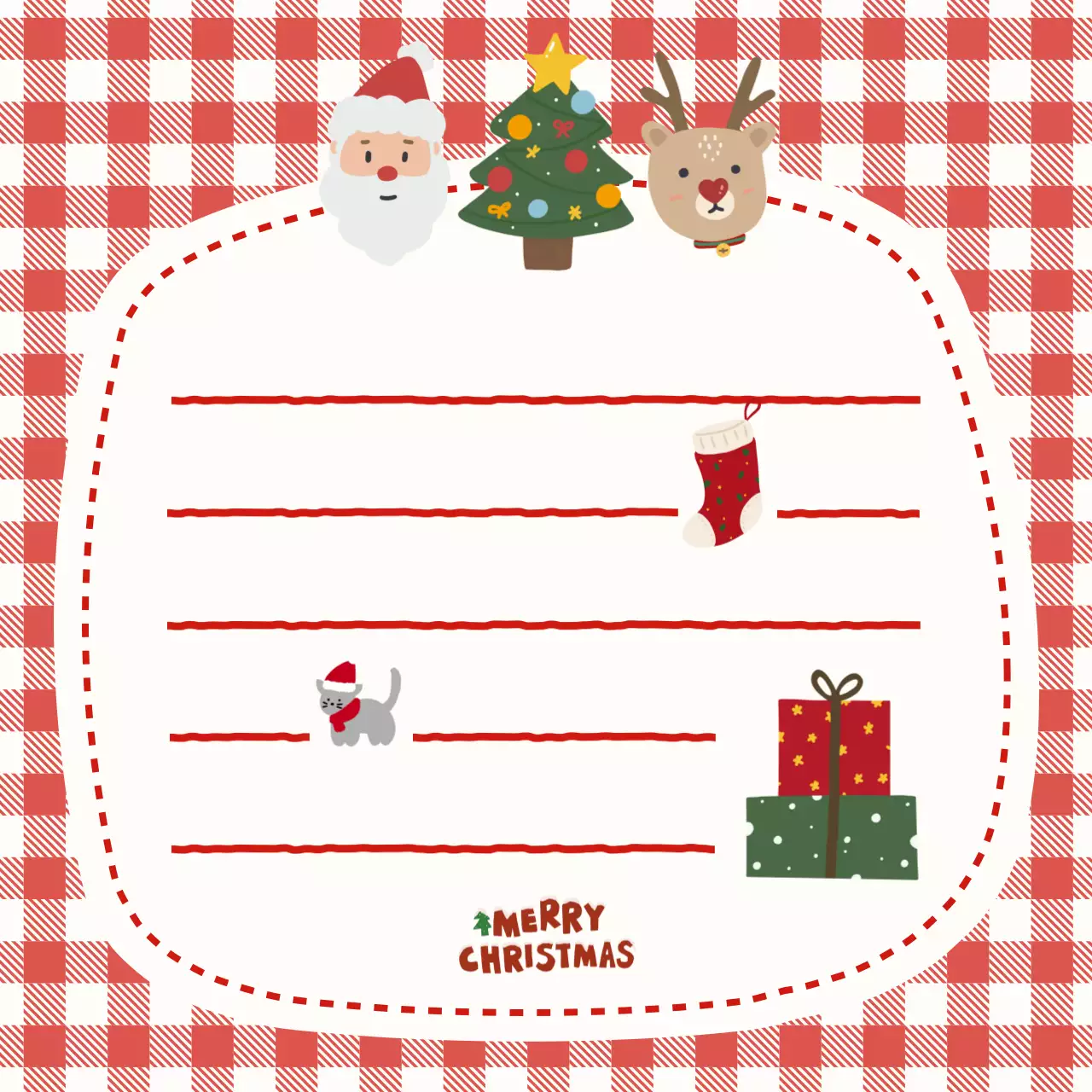 빨강 아기자기한 성탄절 편지지