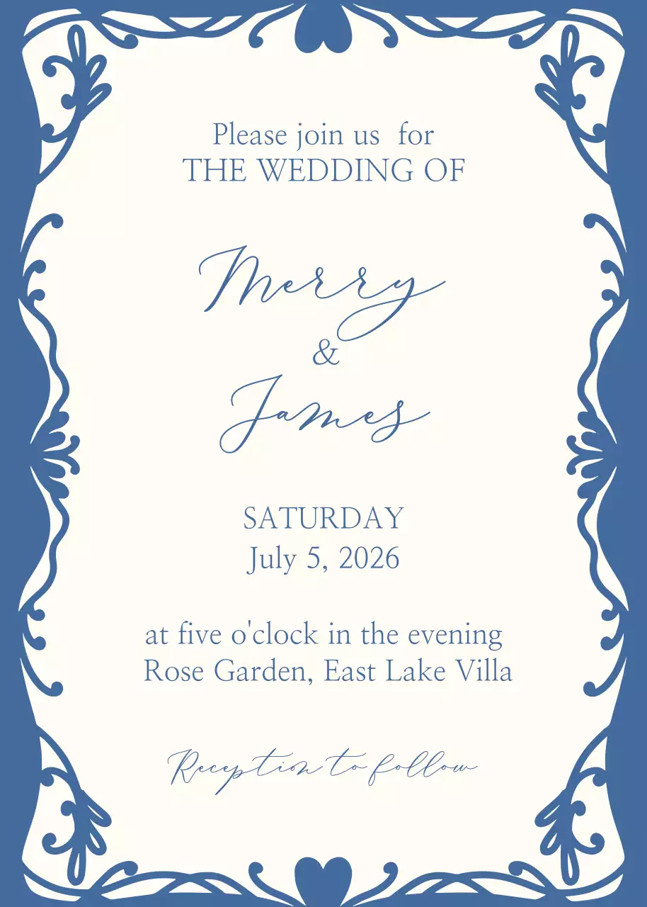 Khung viền cổ điển màu xanh dương