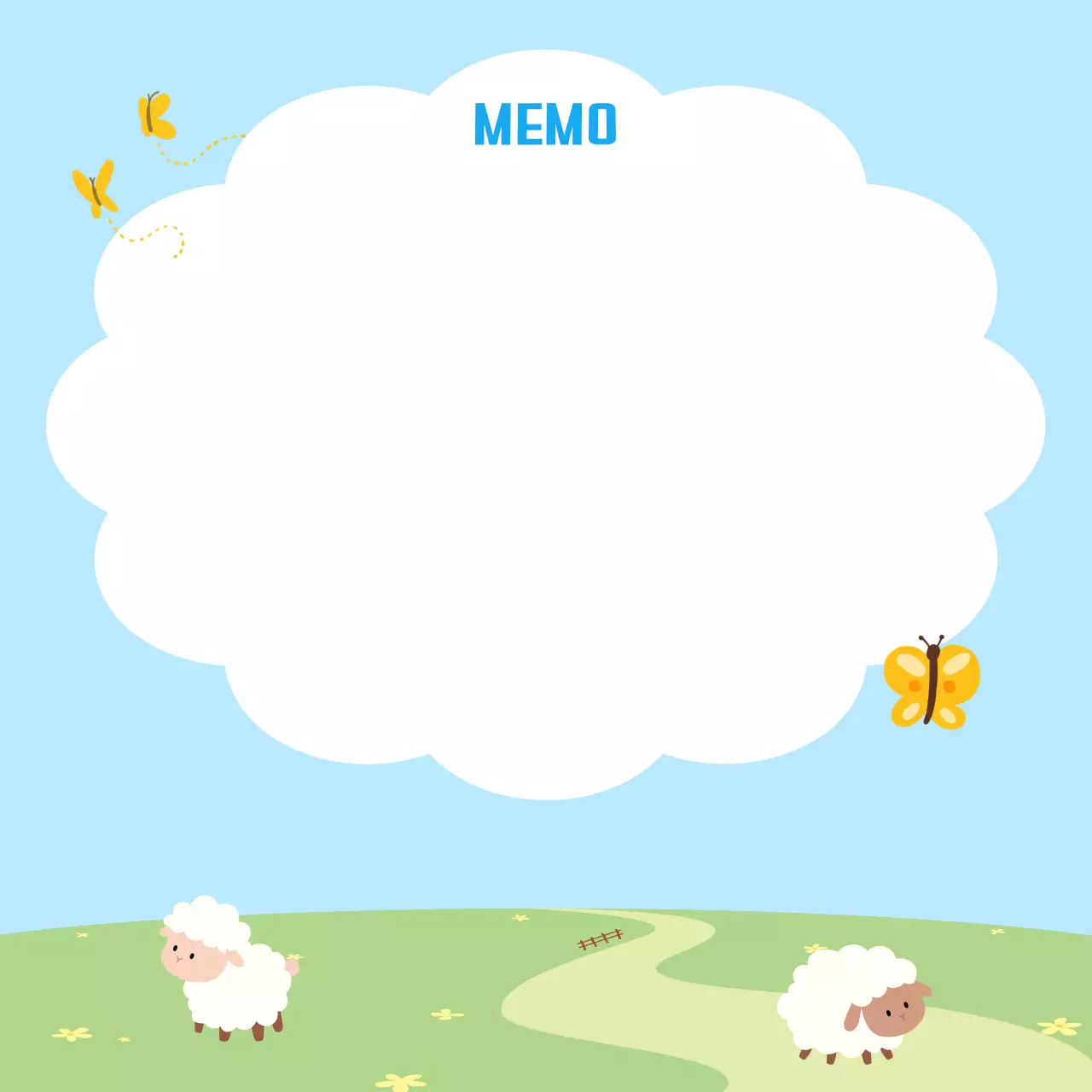 하늘색 아기자기한 메모 문구