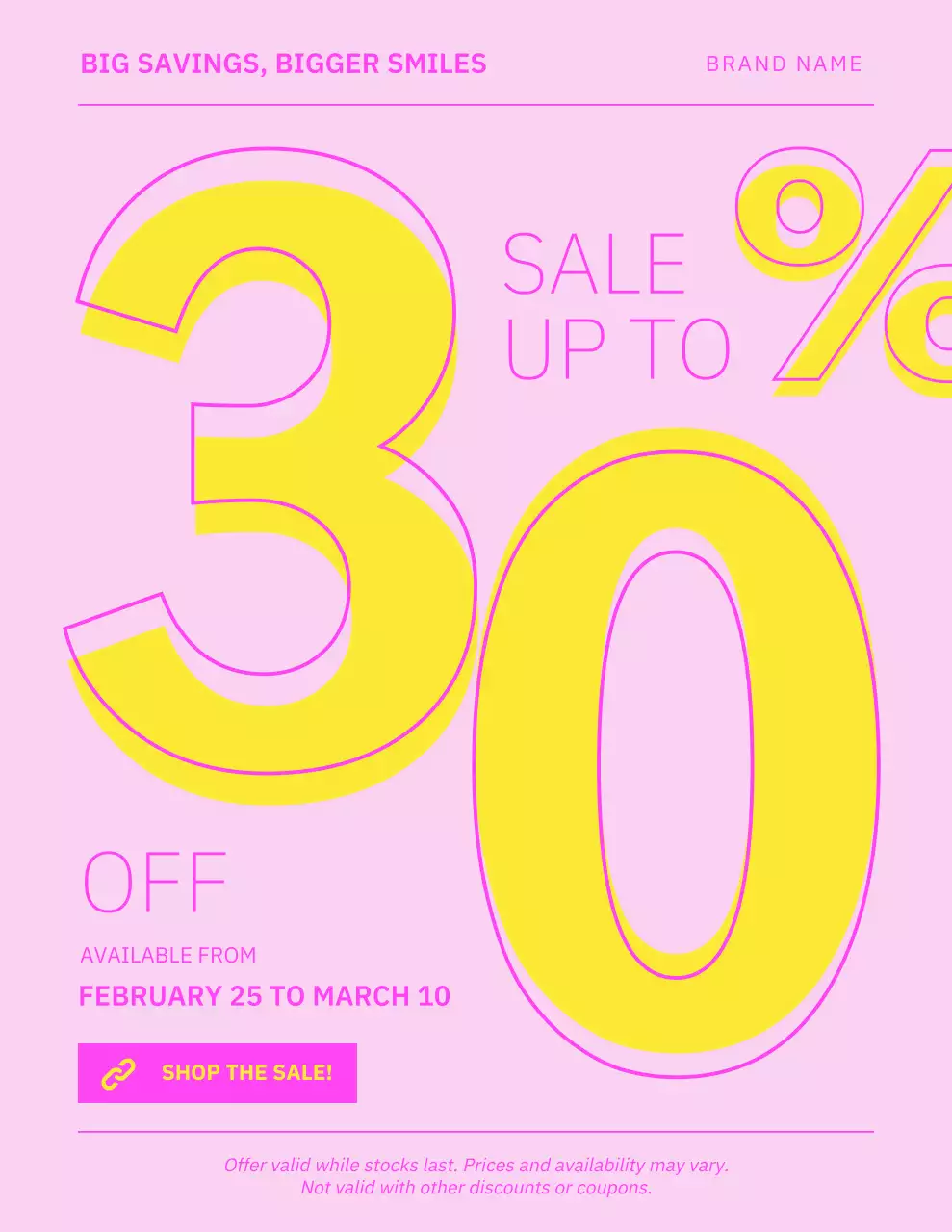 Poster Promosi Penjualan Modern Berwarna Merah Muda dan Kuning