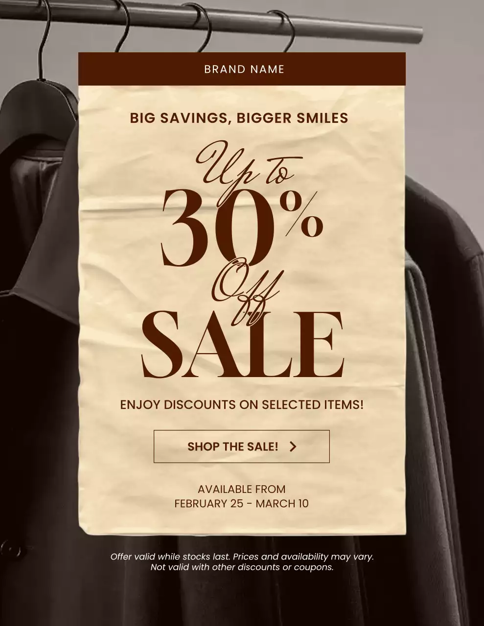 Beige and Brown Classic Sales Promotion Poster