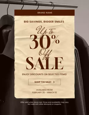 Poster Promosi Penjualan Klasik Warna Krem dan Cokelat