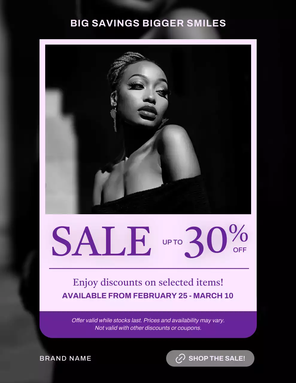 Black and Purple Modern Sales Promotion Poster