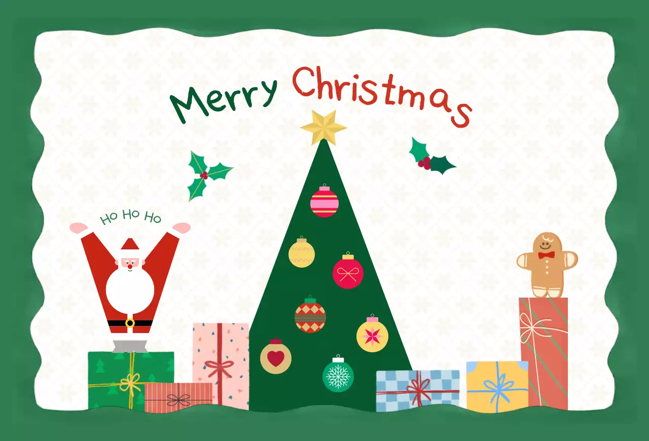 초록 아기자기한 크리스마스 카드