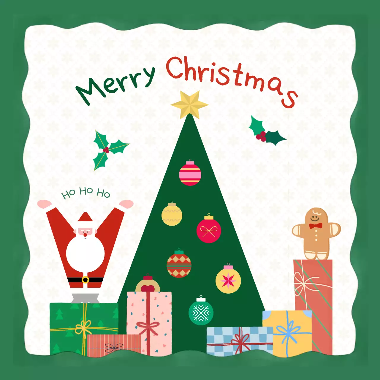 초록 아기자기한 크리스마스 카드