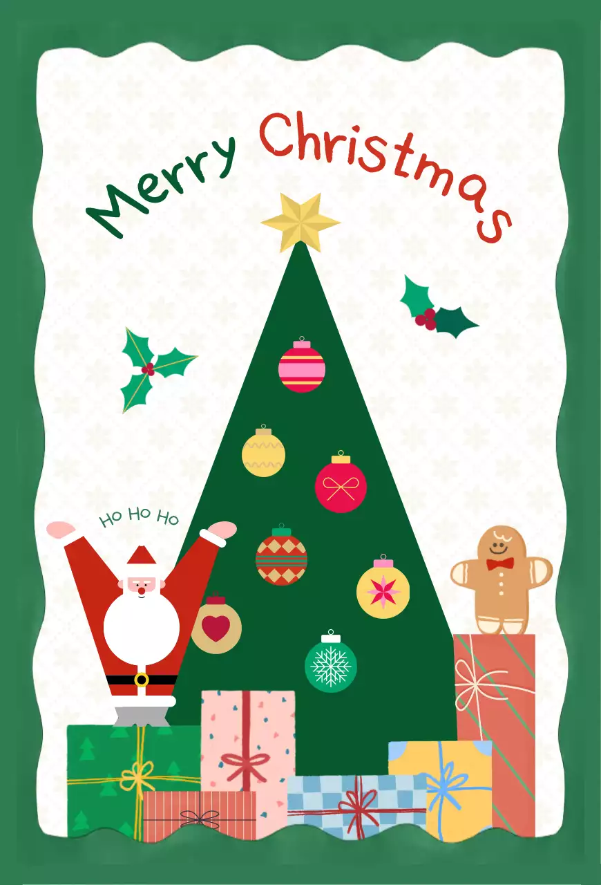 초록 아기자기한 크리스마스 카드