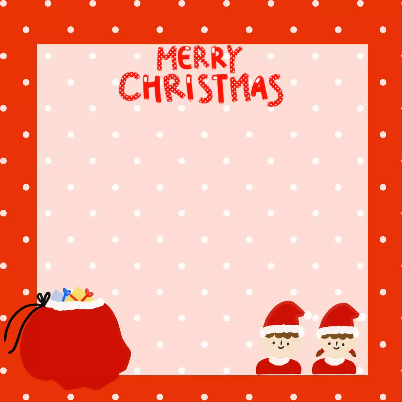 빨강 아기자기한 크리스마스 엽서