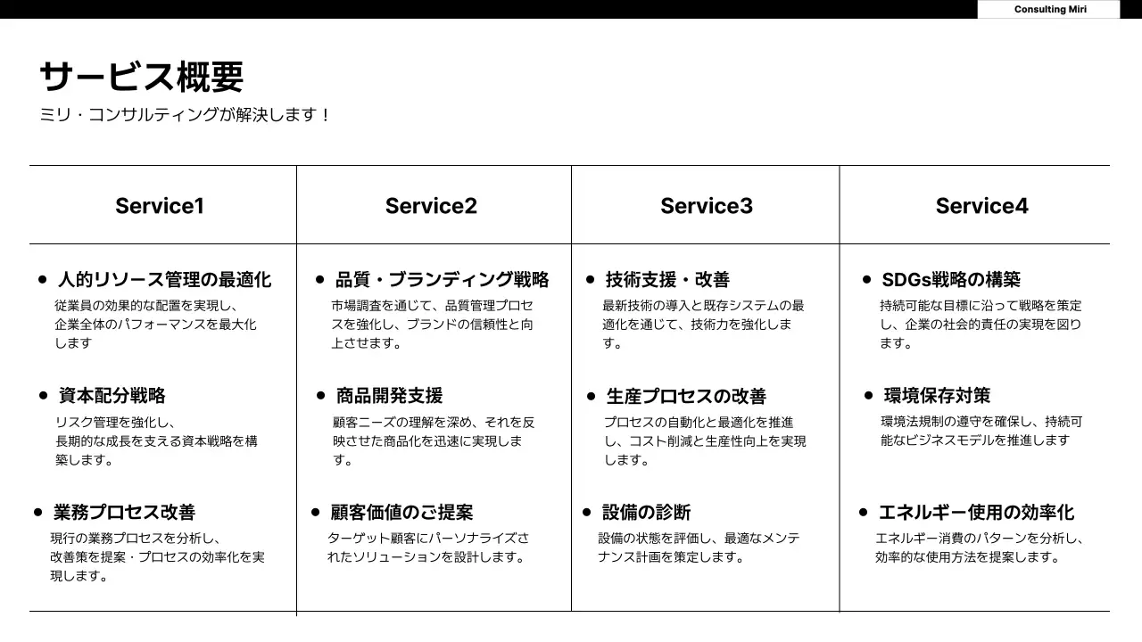 白黒 シンプル コンサルティング 提案書