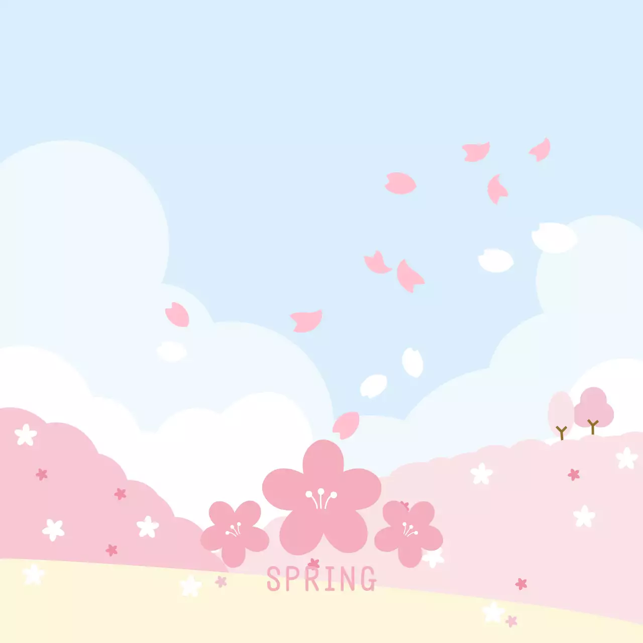 하늘색 아기자기한 봄 엽서