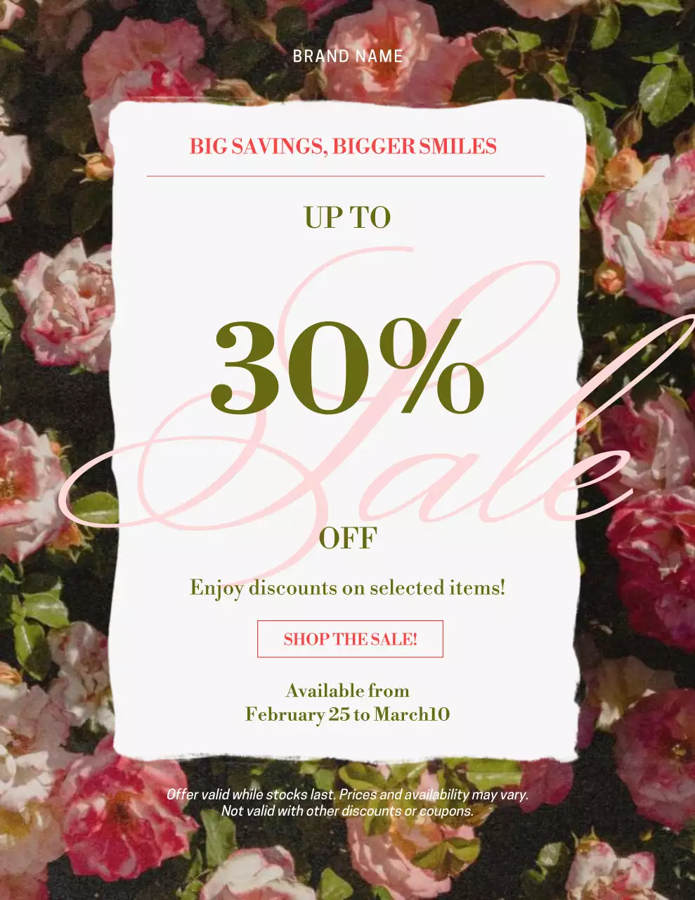 Pink Floral Sales Promotion Poster
