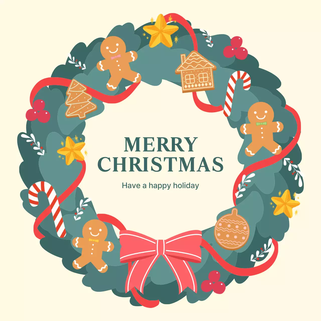 베이지색 아기자기한 크리스마스 인사