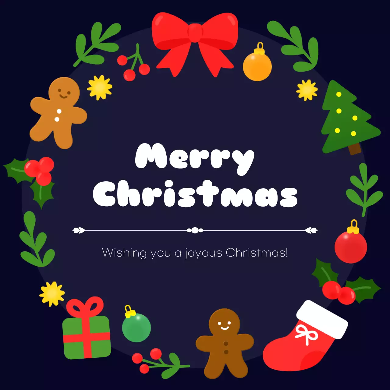 남색 아기자기한 크리스마스 인사