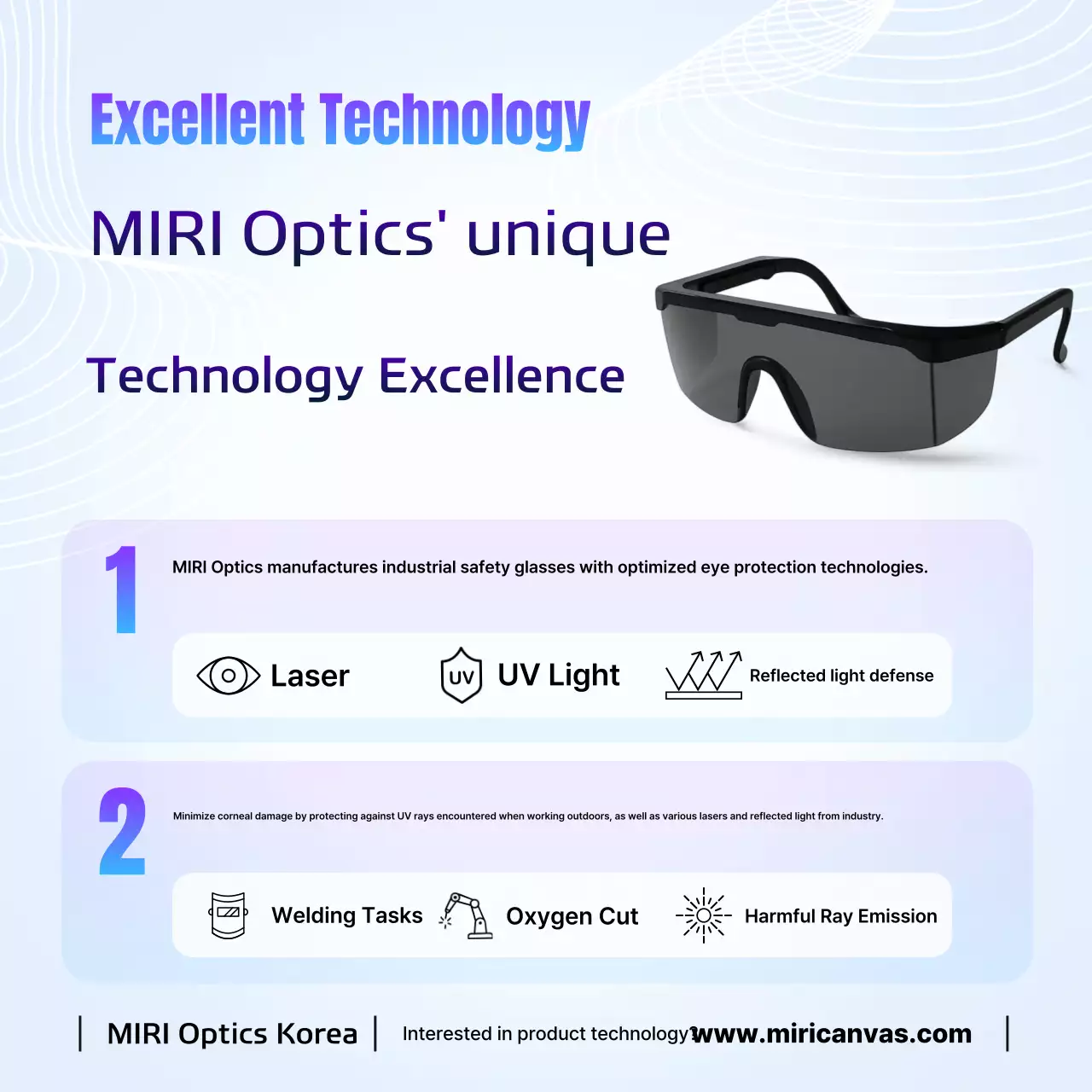 Anúncio de óculos de segurança modernos azul-celeste