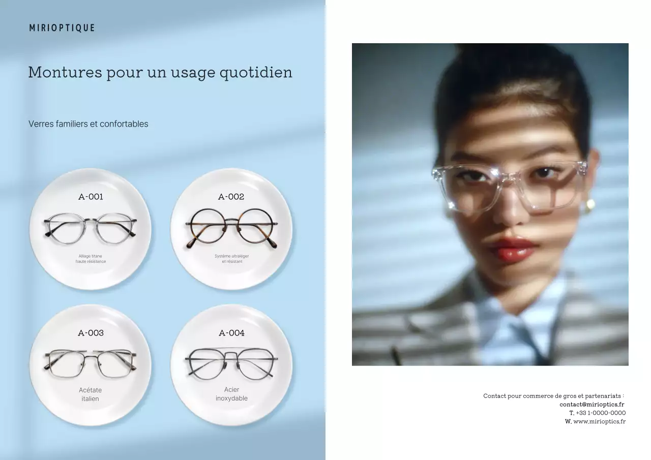 Publicité pour des lunettes modernes bleu ciel