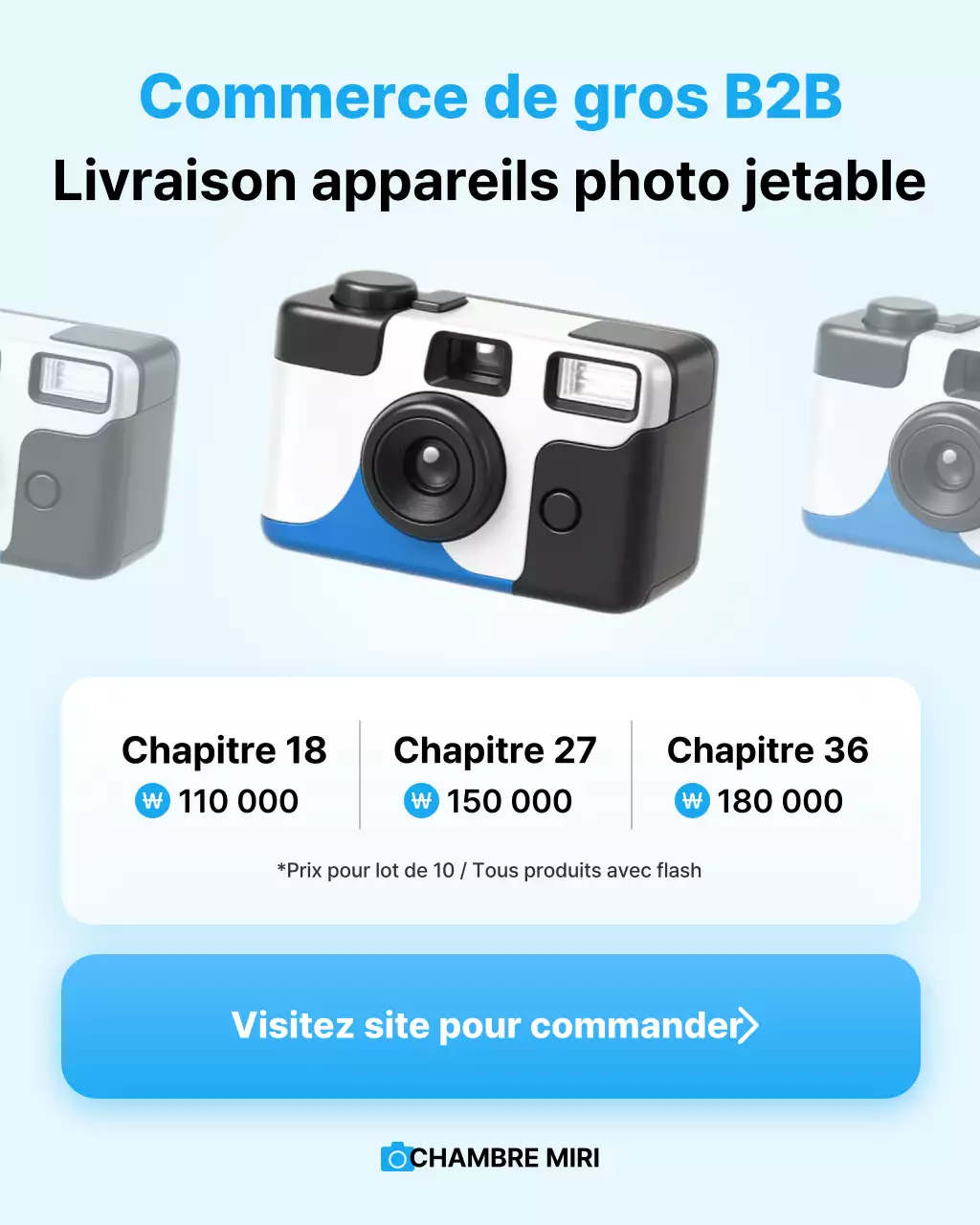 Publicité pour un appareil photo moderne Sky Blue