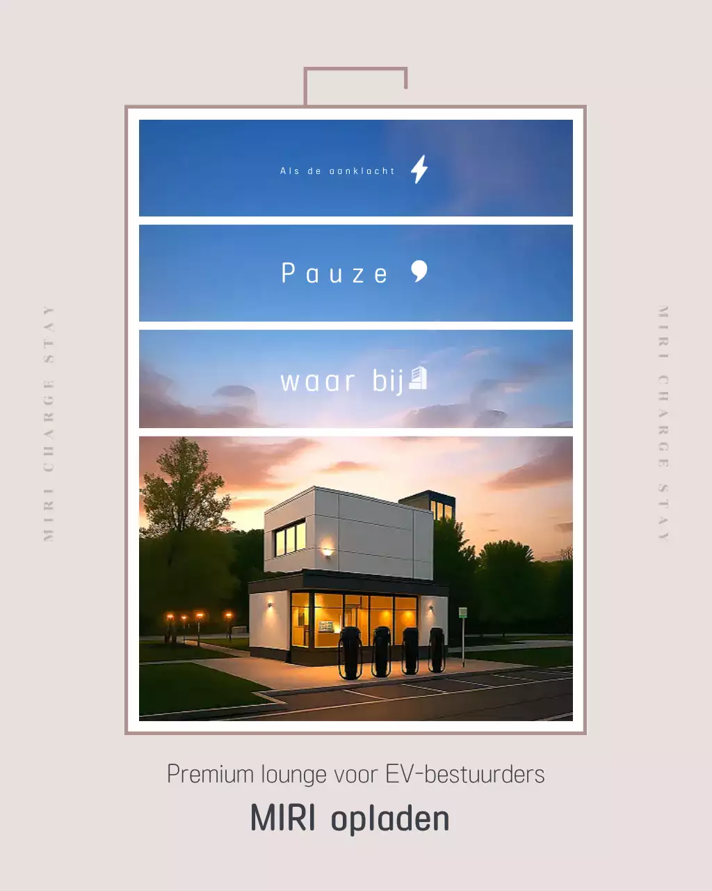 Beige moderne laadpaal voor elektrische voertuigen (advertentie)