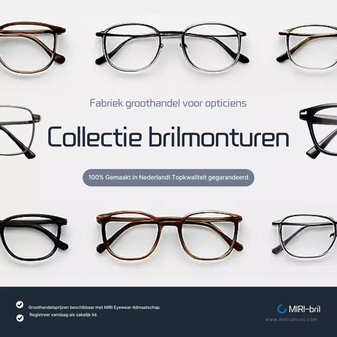 Productpromotie voor moderne grijze brillen