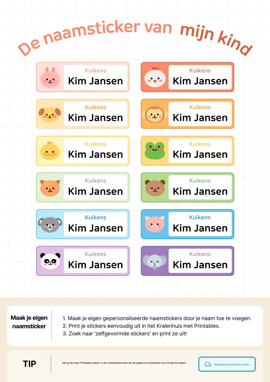 Paarse en schattige kinderstickers