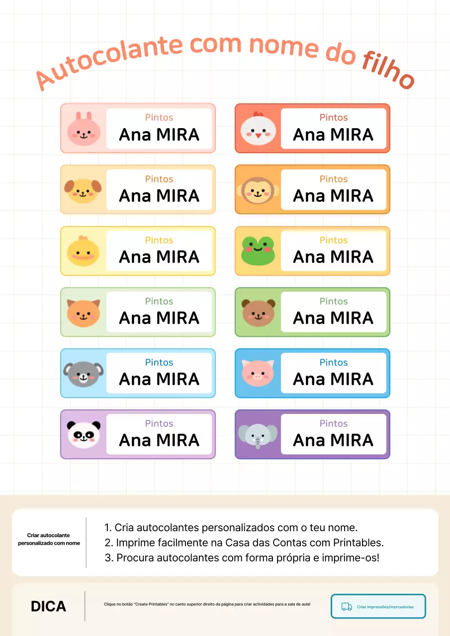Adesivos infantis roxos e fofos