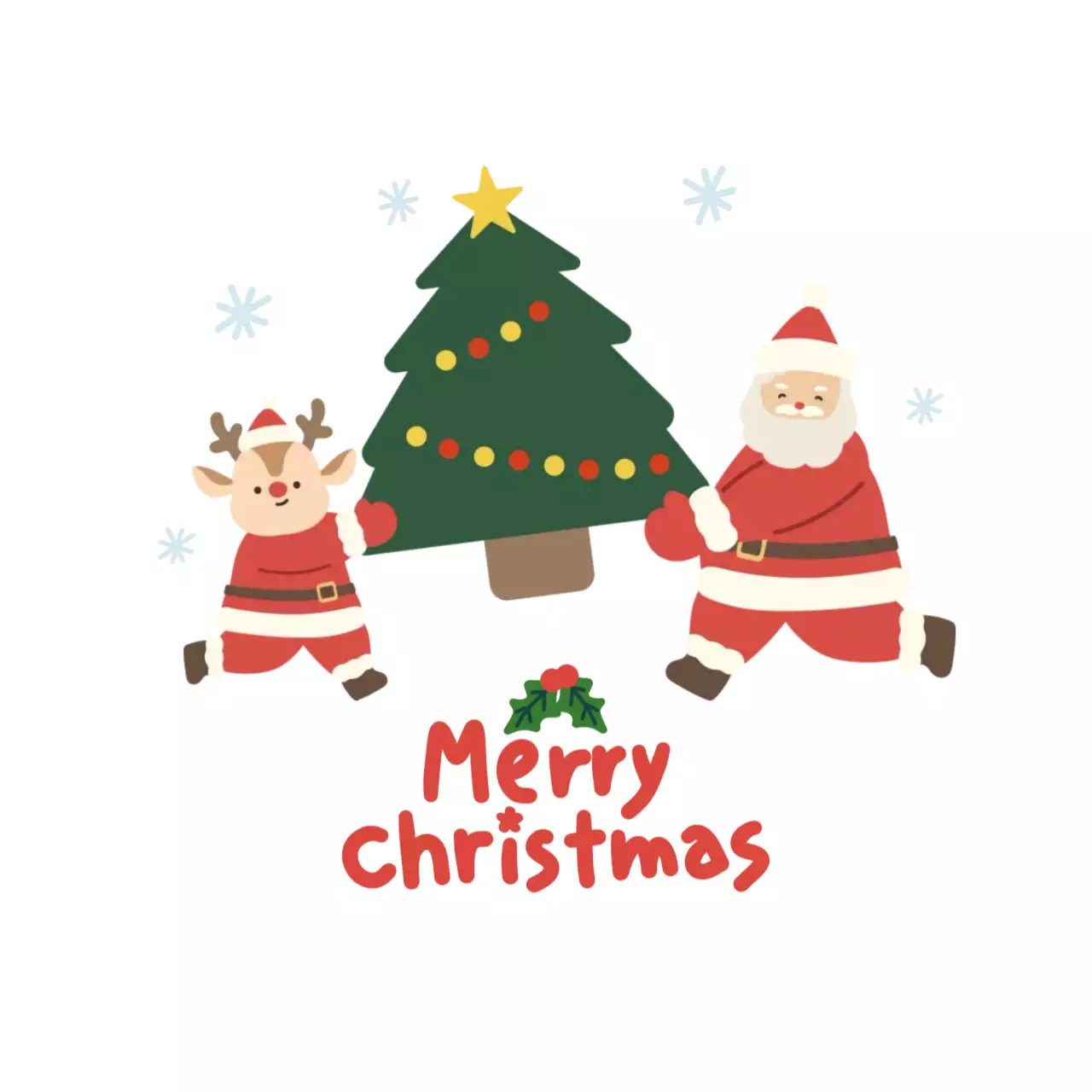 초록 빨강 귀여운 산타 루돌프 트리 크리스마스