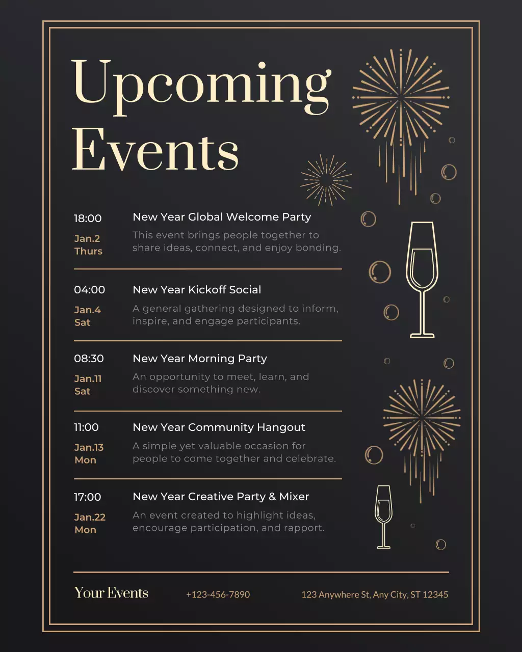 Black Elegant Event Calendar Instagram Post