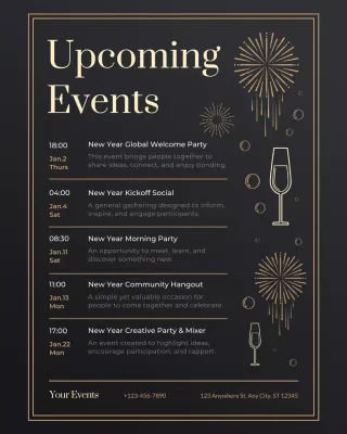 Black Elegant Event Calendar Instagram Post