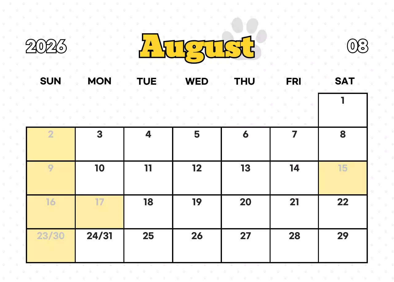 핑크 키치 고양이 캘린더