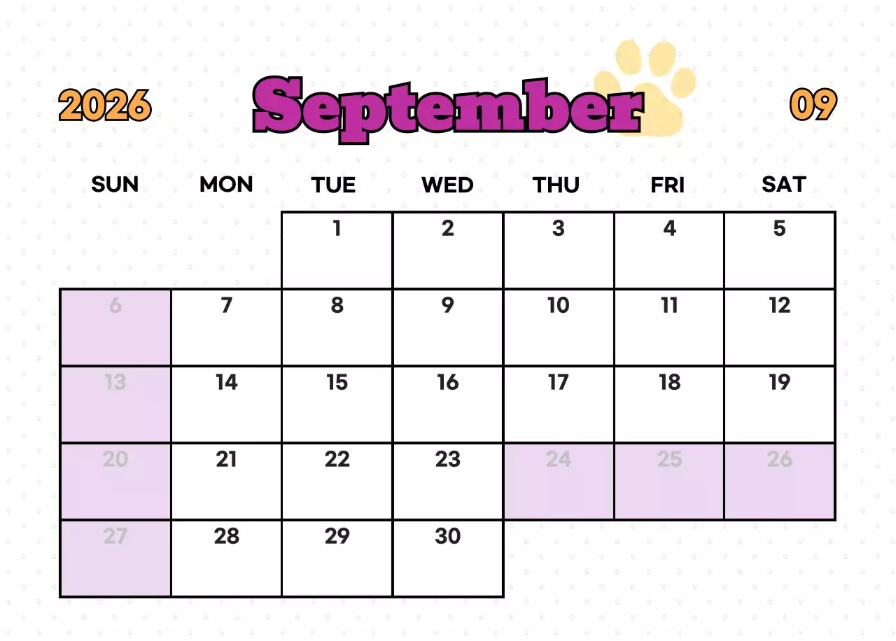 핑크 키치 고양이 캘린더