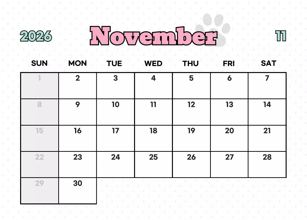 핑크 키치 고양이 캘린더